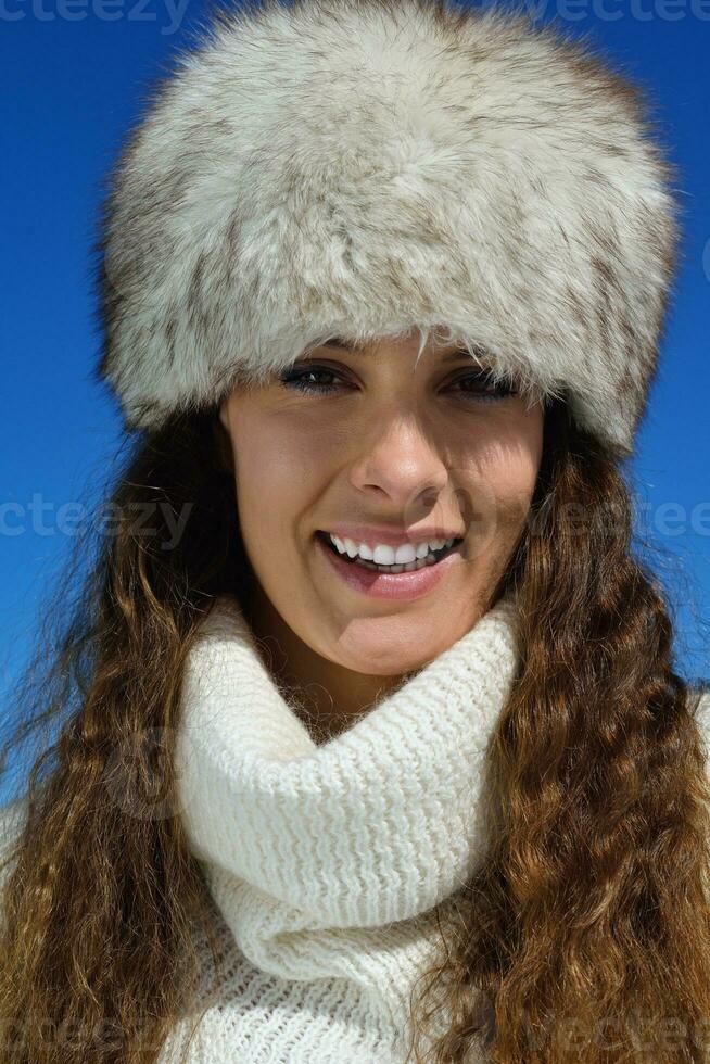 happy woman at winter photo