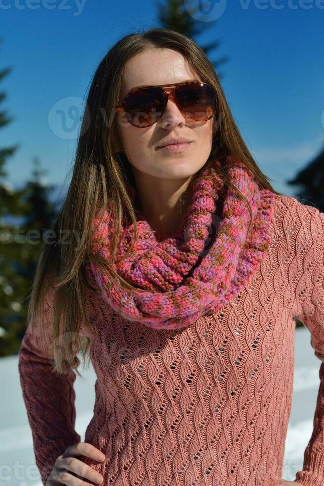 happy woman at winter photo