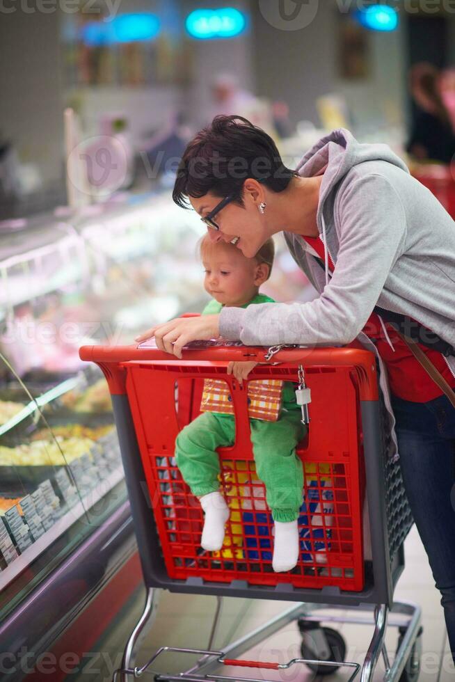 mother with baby in shopping photo