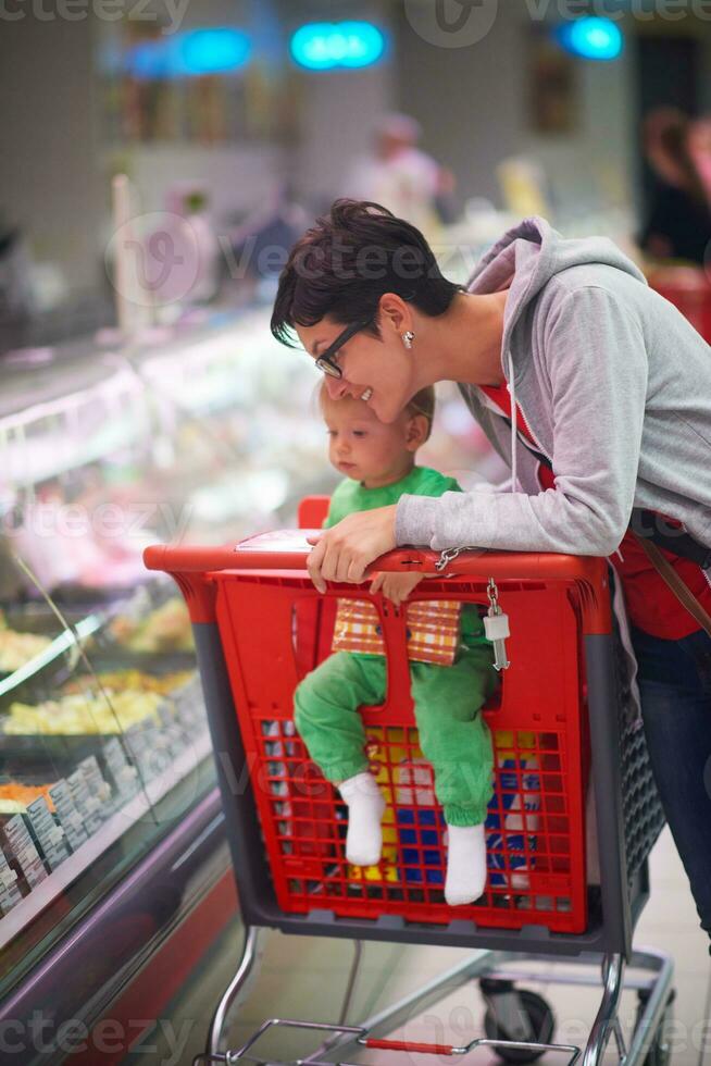 mother with baby in shopping photo