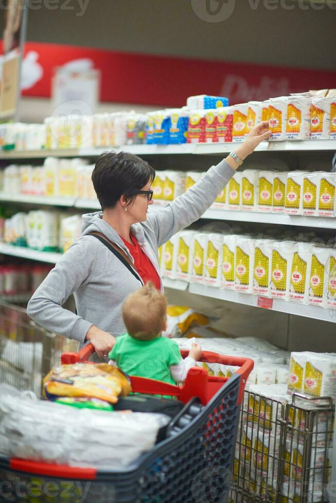 mother with baby in shopping photo