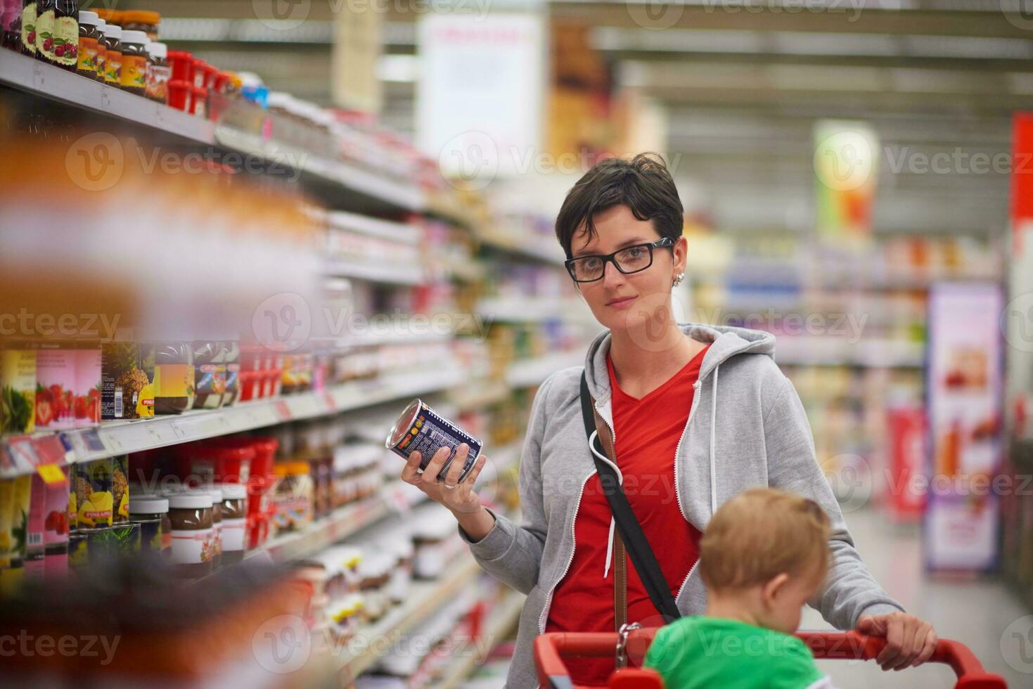 mother with baby in shopping photo