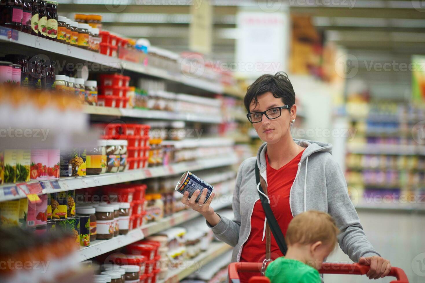 mother with baby in shopping photo