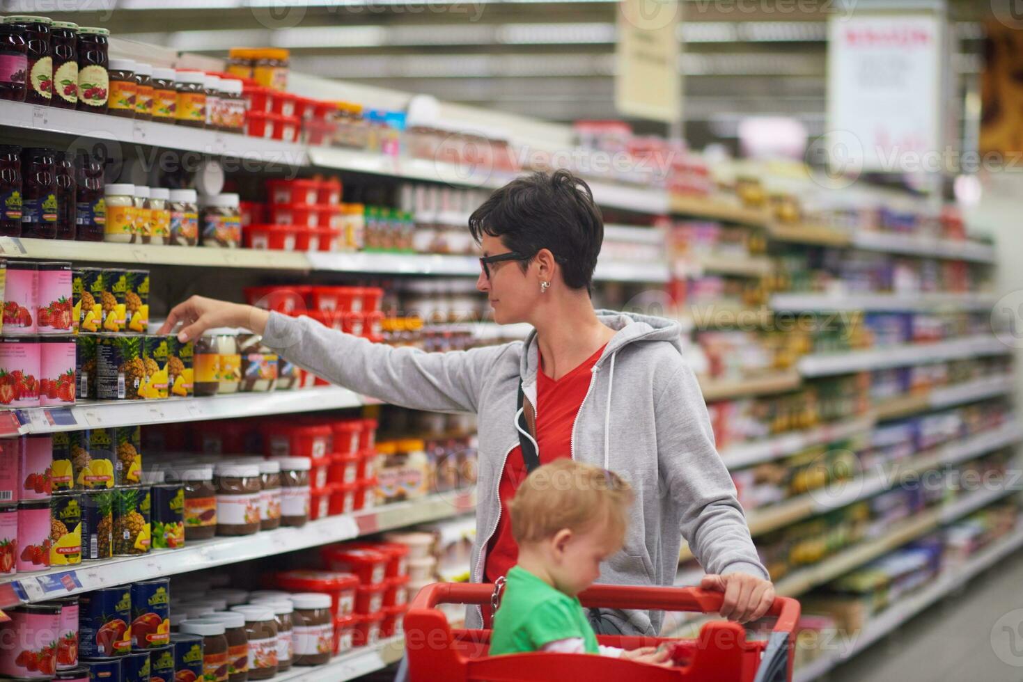 mother with baby in shopping photo