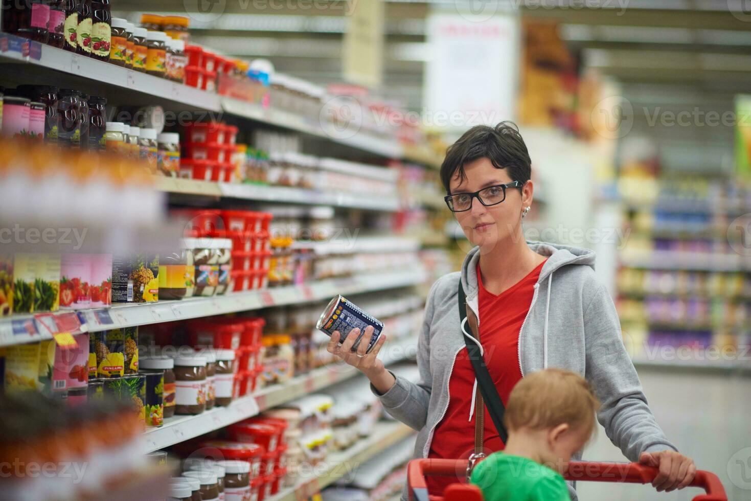 mother with baby in shopping photo