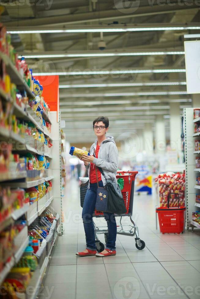 mother with baby in shopping photo