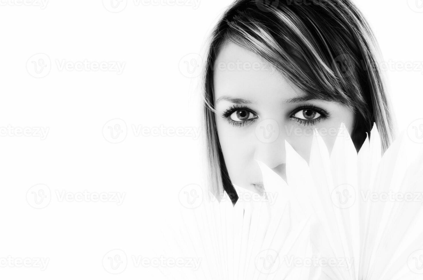 woman isolated bw photo