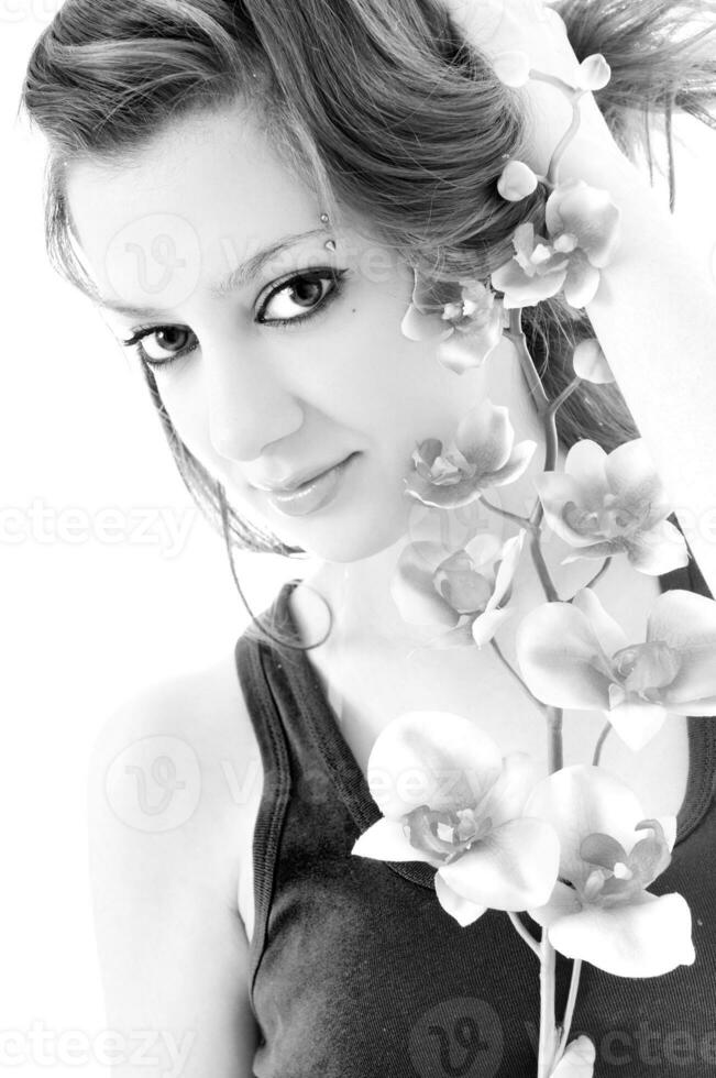 woman beauty black and white photo