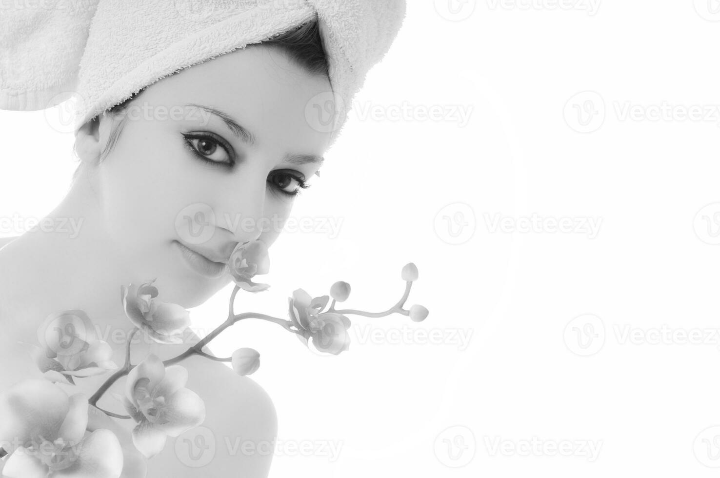 woman beauty black and white photo