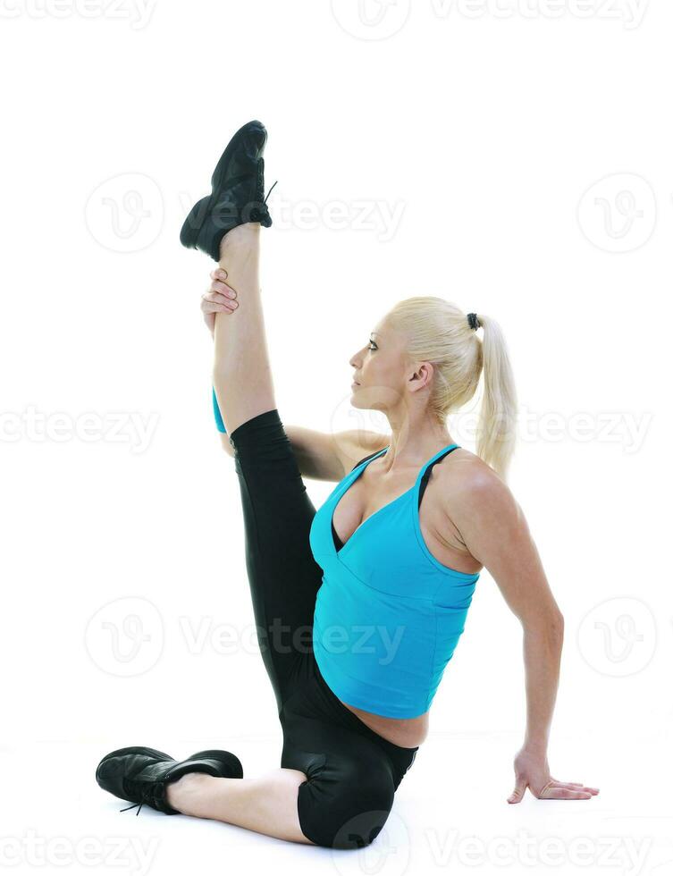 fitness y ejercicio con mujer rubia foto