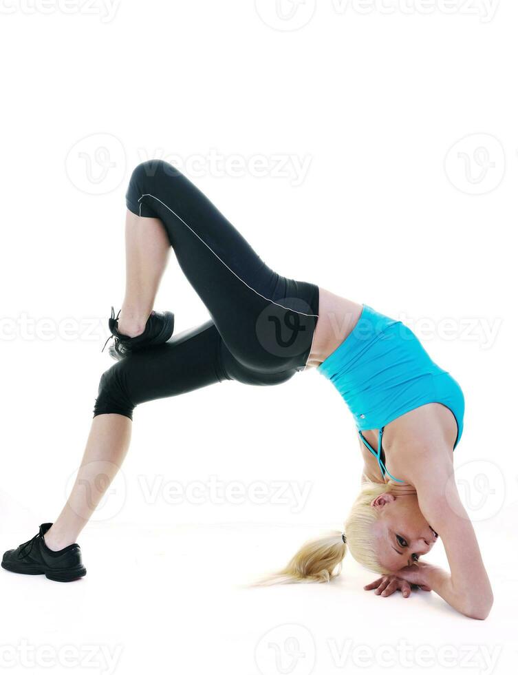 fitness and exercise with blonde woman photo