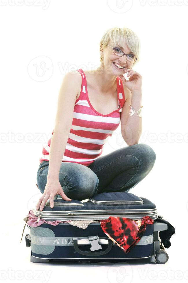 woman with travel bag photo