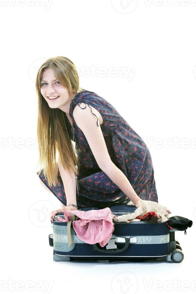 woman with travel bag photo