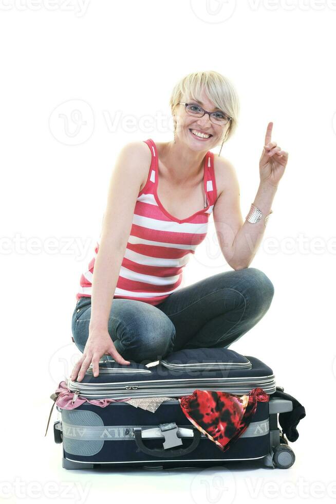 woman with travel bag photo