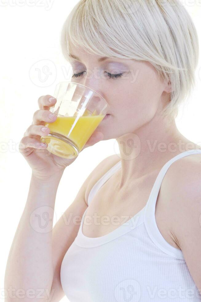 happy  young  woman eat green apple isolated  on white photo