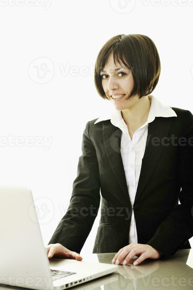 business woman working on laptop photo