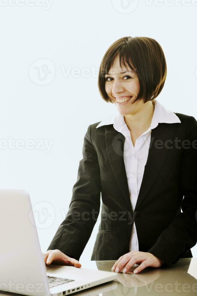 business woman working on laptop photo