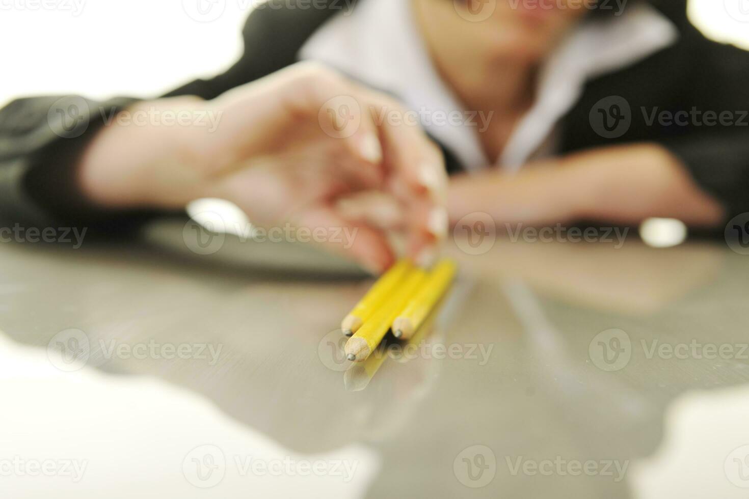 bosiness woman choosing perfect pencil photo