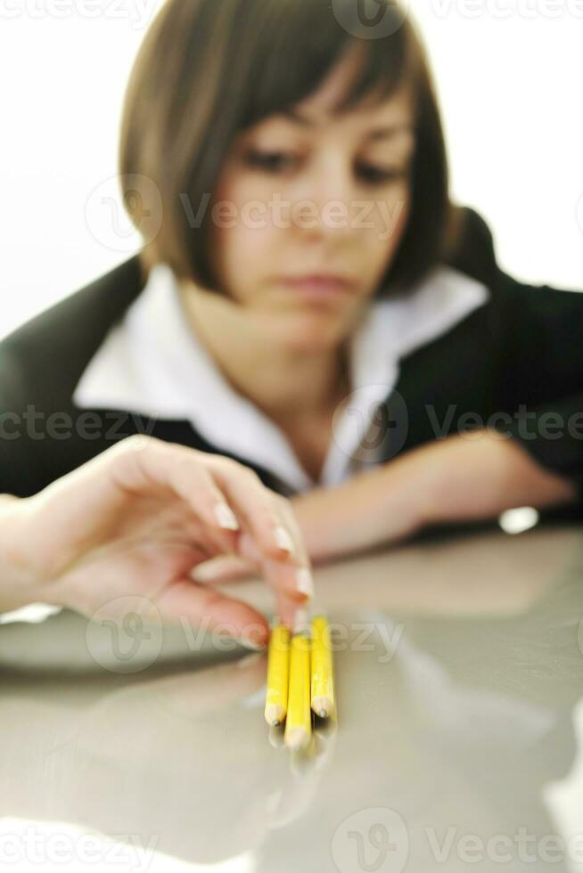 bosiness woman choosing perfect pencil photo
