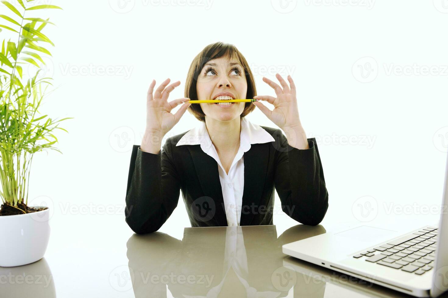 business woman working on laptop photo
