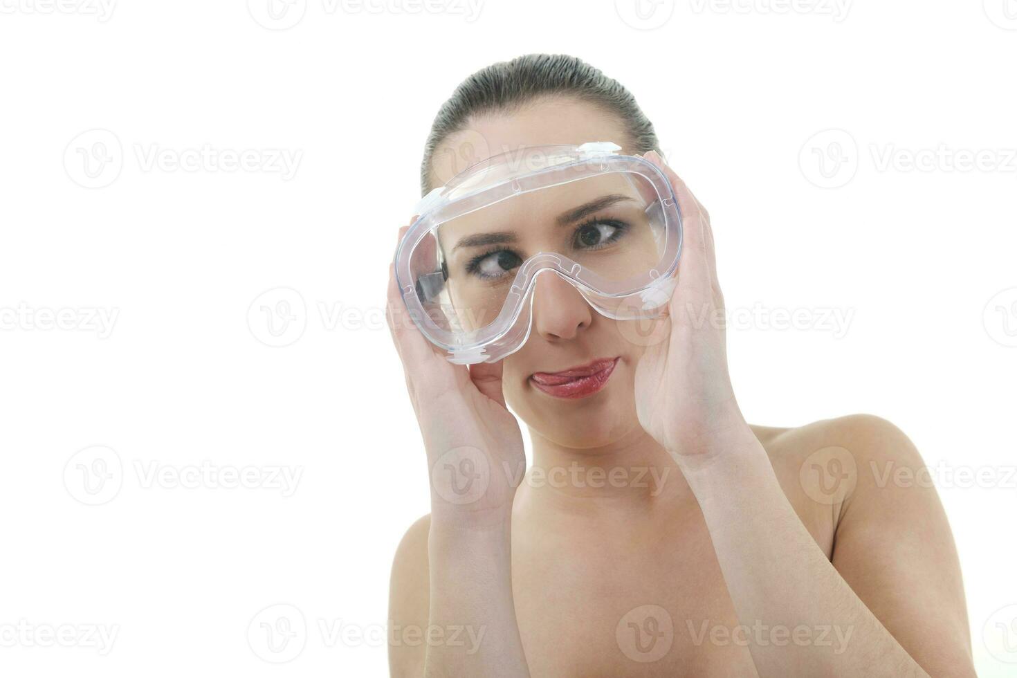 woman protection glasses photo