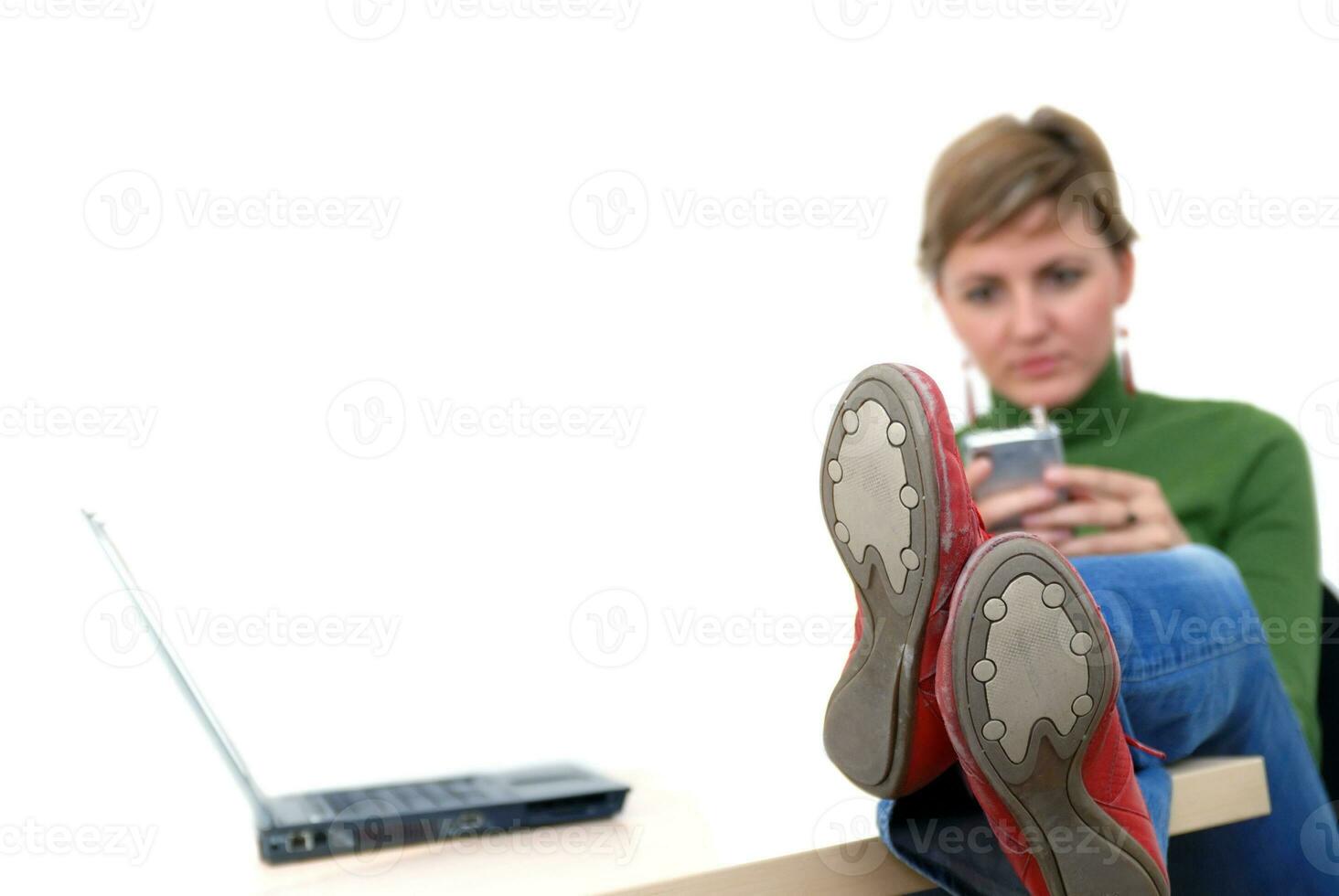 casual girl relaxing at the office photo