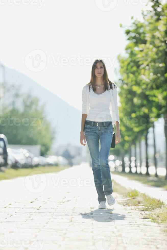 young woman havefun at street photo