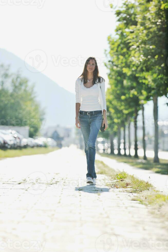 young woman havefun at street photo