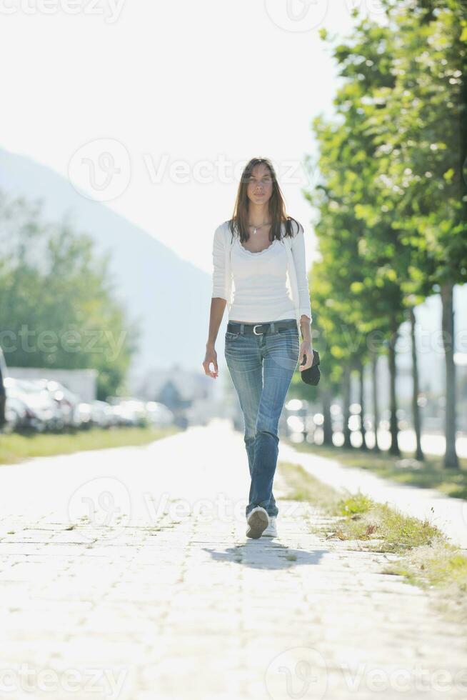 young woman havefun at street photo