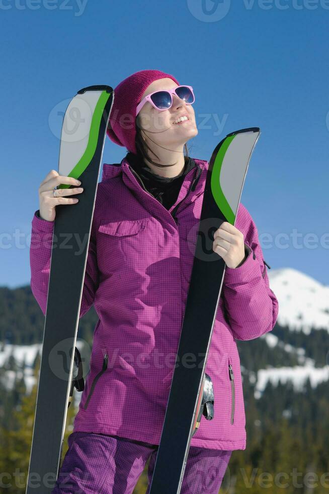 winter woman ski photo