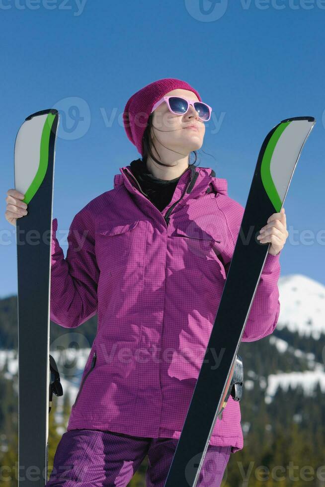 winter woman ski photo