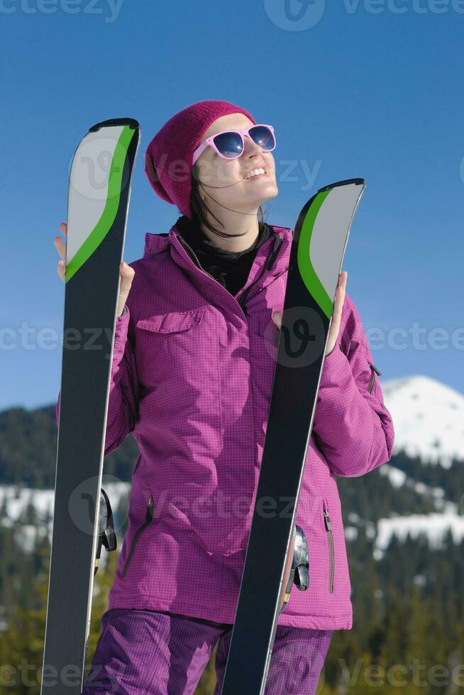 winter woman ski photo