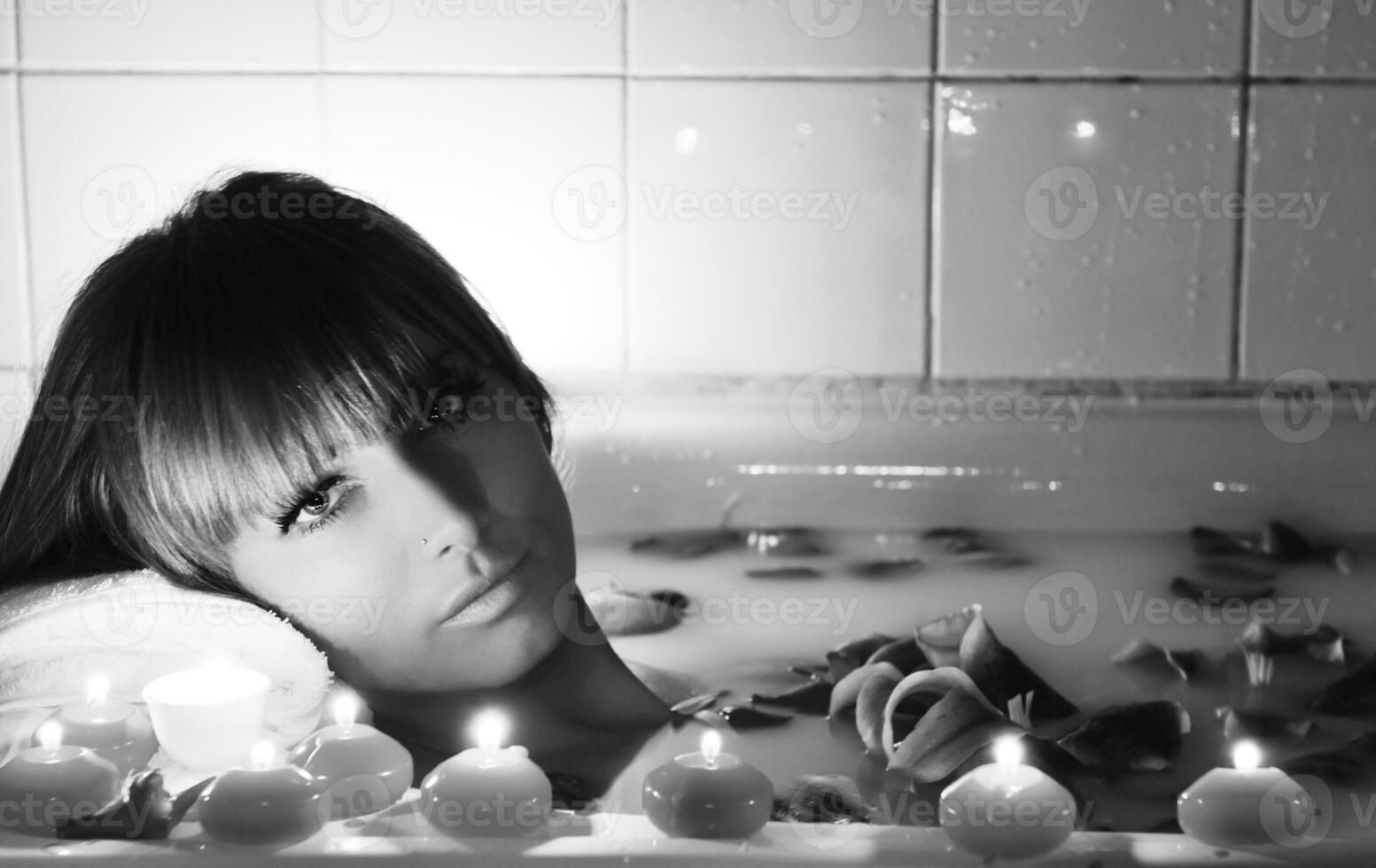 woman bath flower photo