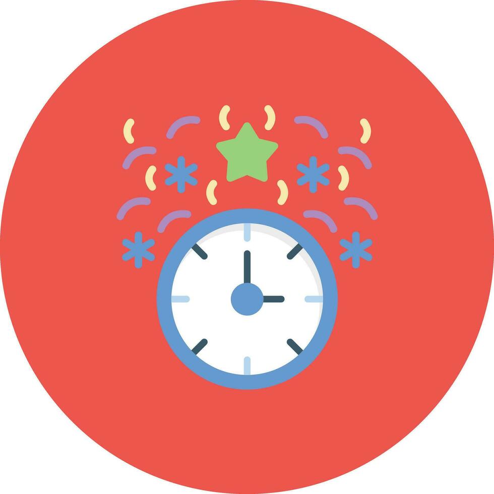 New Year Clock Vector Icon