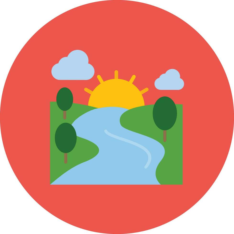 River Landscape Vector Icon