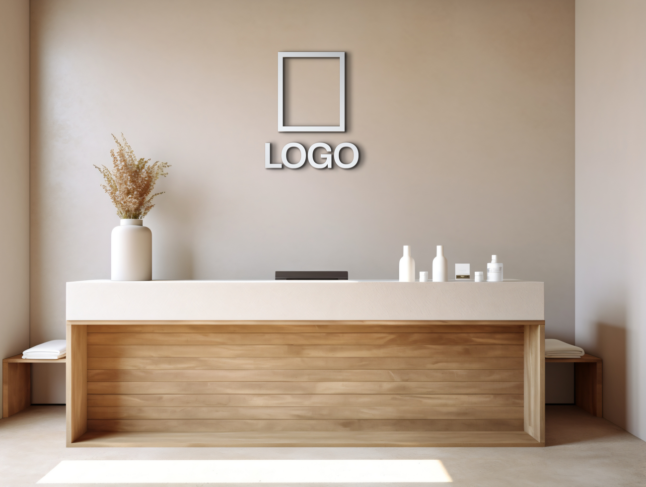Wall logo mockup AI Generative psd