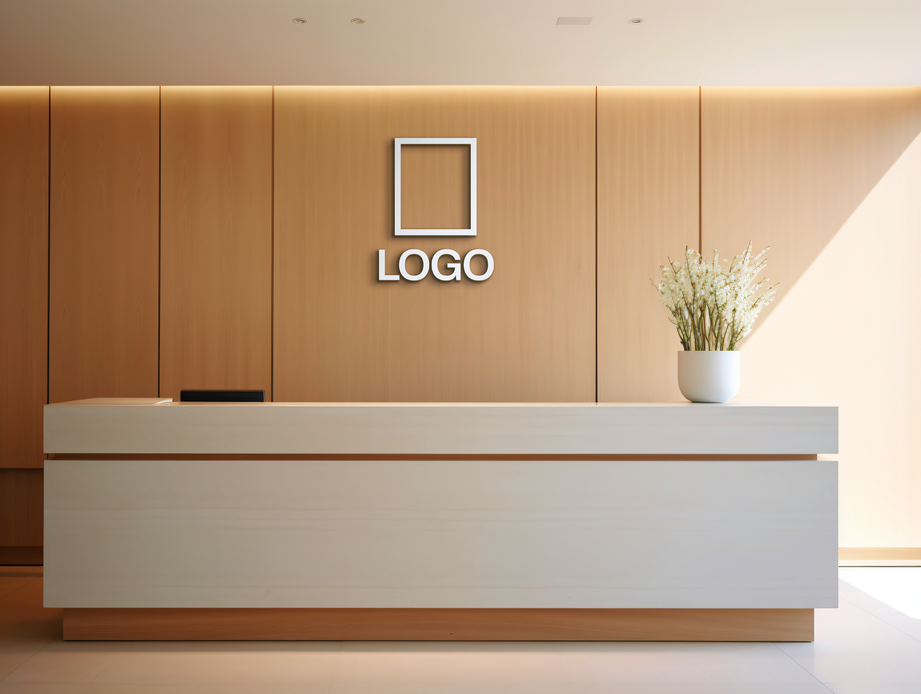 Wall logo mockup AI Generative background psd