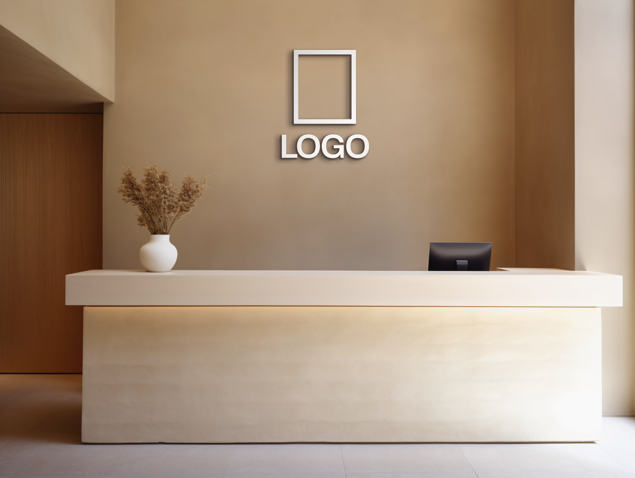 Wall logo mockup AI Generative background psd