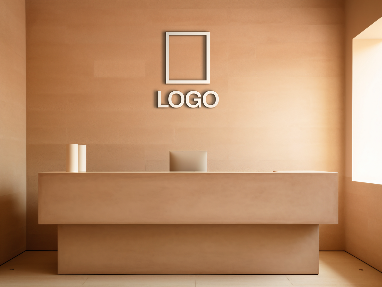 Wall logo mockup AI Generative background psd