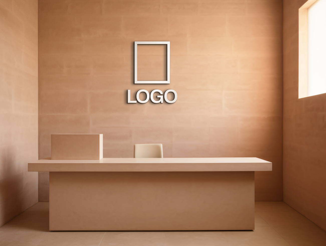 Wall logo mockup AI Generative background psd