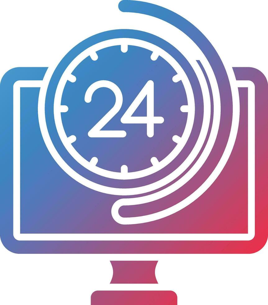 24 7 Monitoring Vector Icon