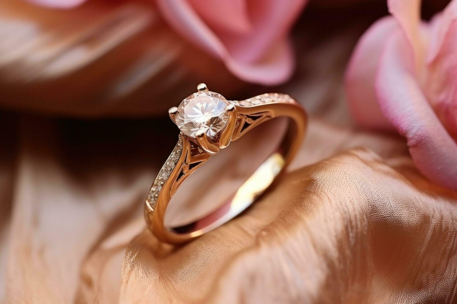 engagement diamond ring with solitaire set in gold photo