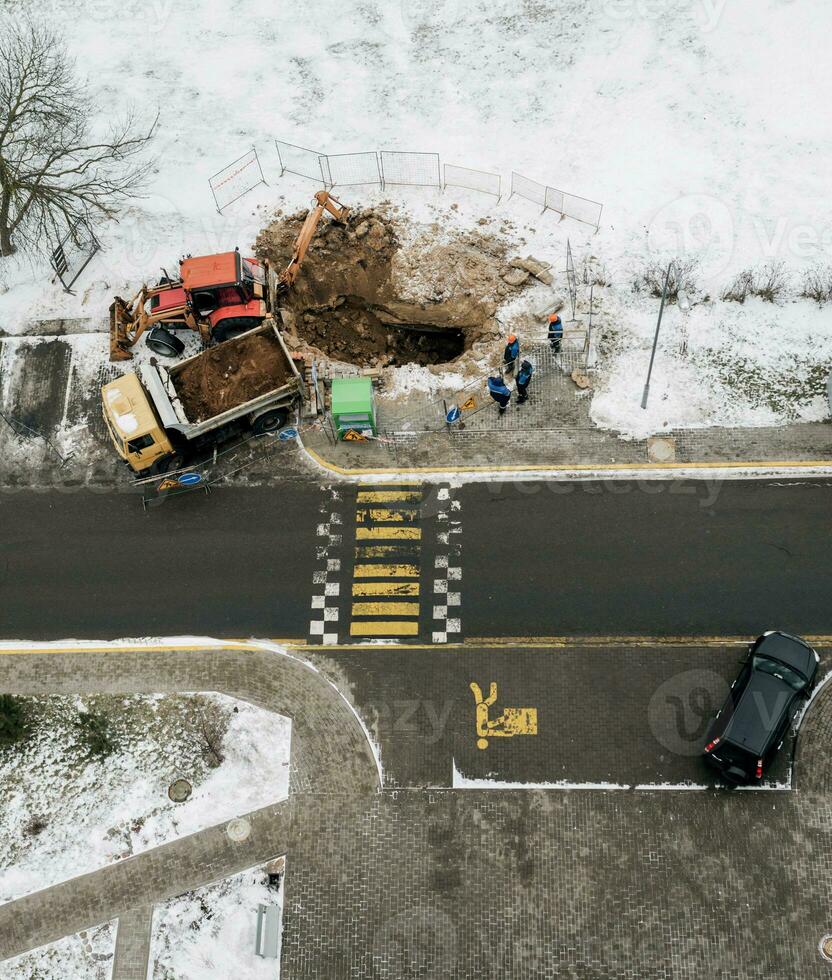 construction equipment and group of worker photo