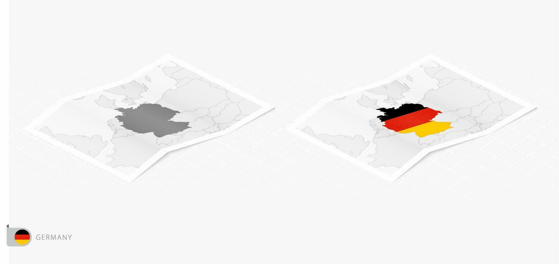 Set of two realistic map of Germany with shadow. The flag and map of Germany in isometric style. vector