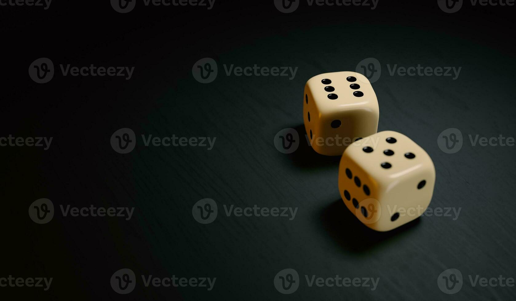 Two ivory dice on a black background, 3d rendering image photo