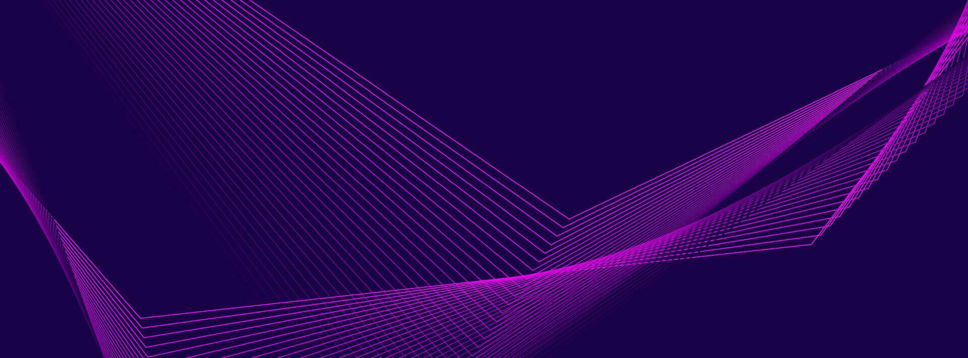 Violet glowing neon curved lines abstract minimal background vector