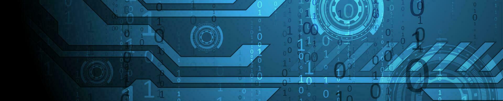 Dark blue technology background with HUD gear elements vector