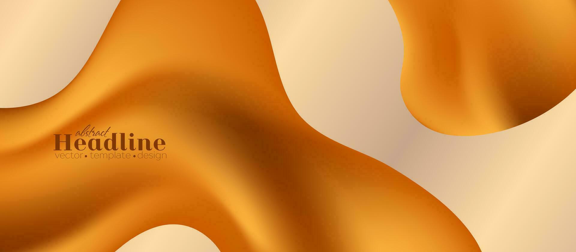 Abstract bronze golden wavy shapes futuristic banner vector