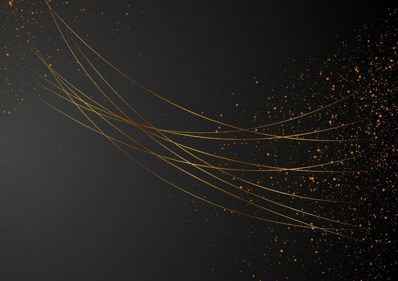 Golden minimal lines and shiny dust particles abstract background vector