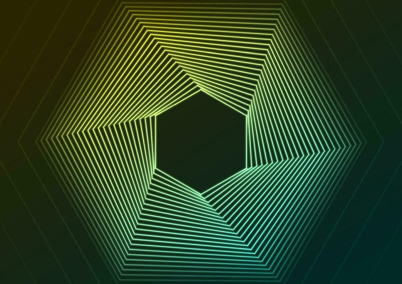 Blue yellow neon hexagons geometry background vector